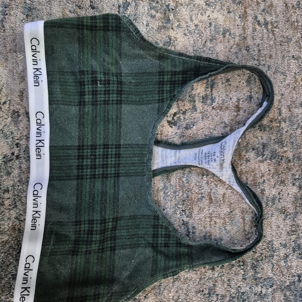 Calvin Klein Dark Green Plaid Women's Bra